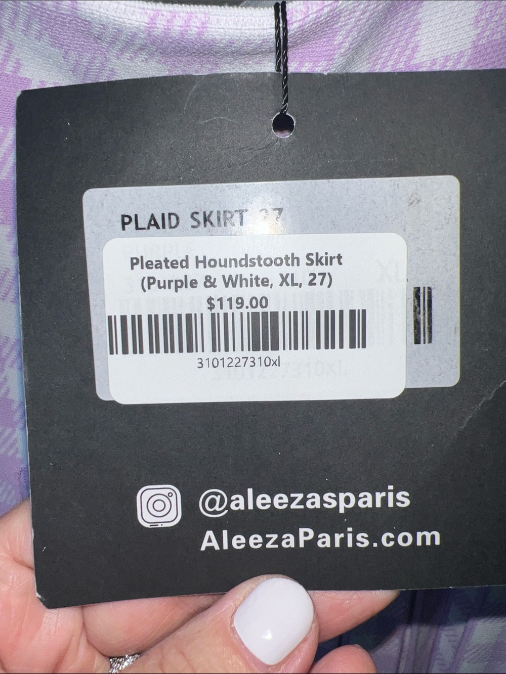 Aleeza Paris Lavender Gingham Pleated Midi Skirt - Picture 4 of 8